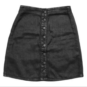All Saints Wax Denim Black Button Skirt